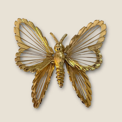 Vintage Monet Gold Wire Butterfly Brooch — Documented Book Piece