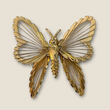 Vintage Monet Gold Wire Butterfly Brooch — Documented Book Piece
