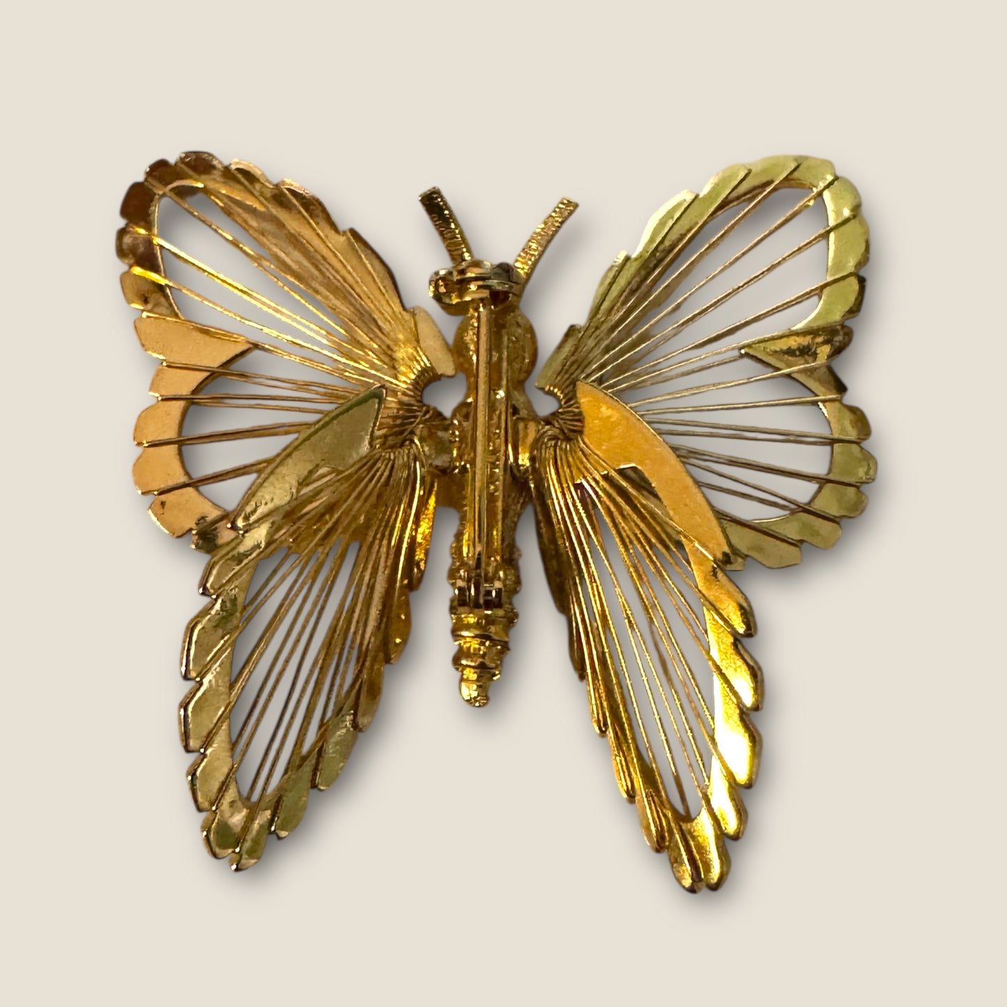 Vintage Monet Gold Wire Butterfly Brooch — Documented Book Piece
