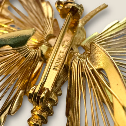 Vintage Monet Gold Wire Butterfly Brooch — Documented Book Piece