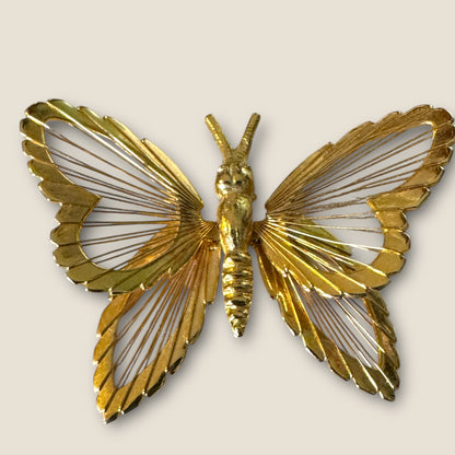 Vintage Monet Gold Wire Butterfly Brooch — Documented Book Piece
