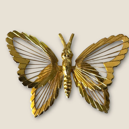 Vintage Monet Gold Wire Butterfly Brooch — Documented Book Piece
