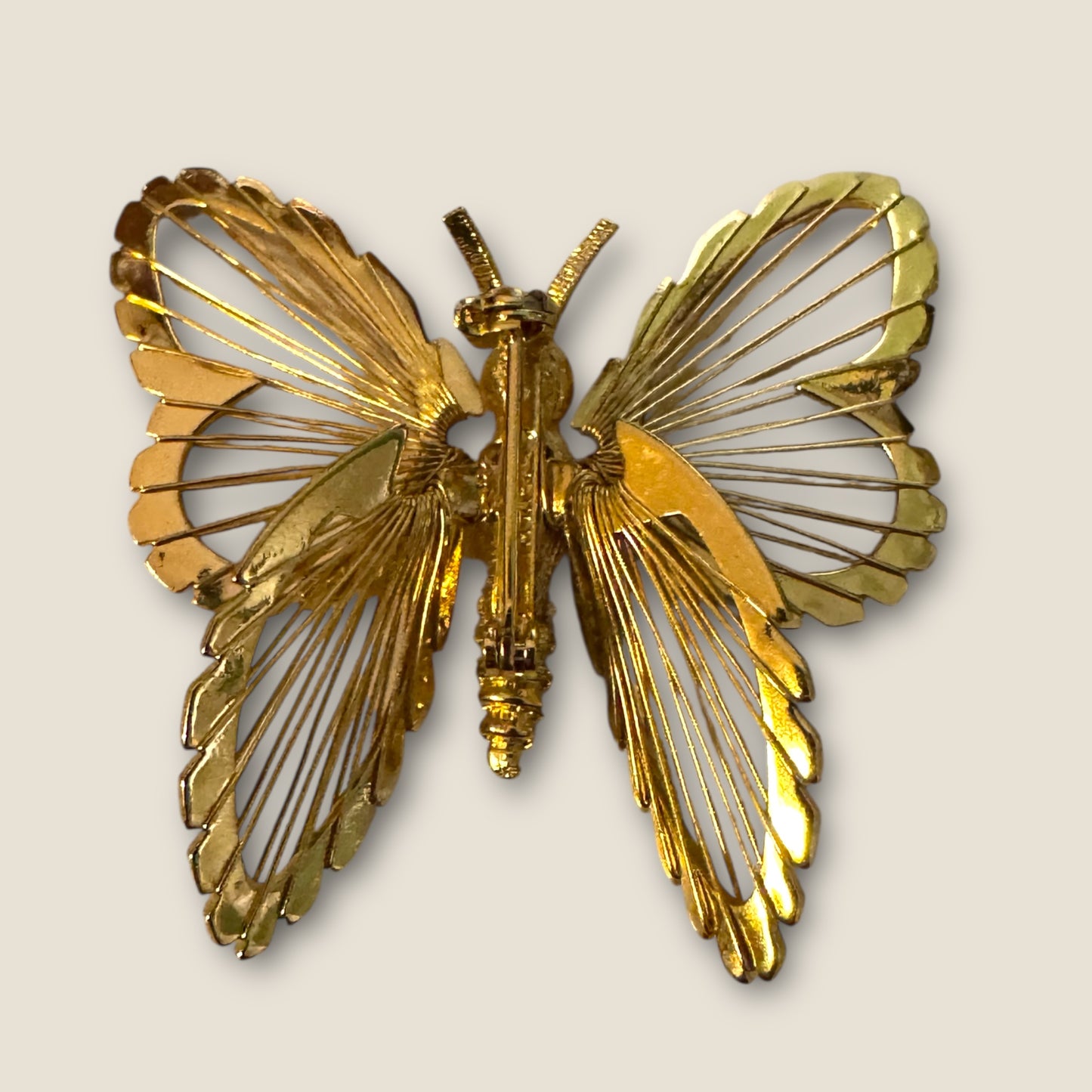 Vintage Monet Gold Wire Butterfly Brooch — Documented Book Piece