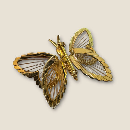 Vintage Monet Gold Wire Butterfly Brooch — Documented Book Piece