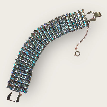 Vintage Mid-Century Slate Blue Aurora Borealis Rhinestone Bracelet