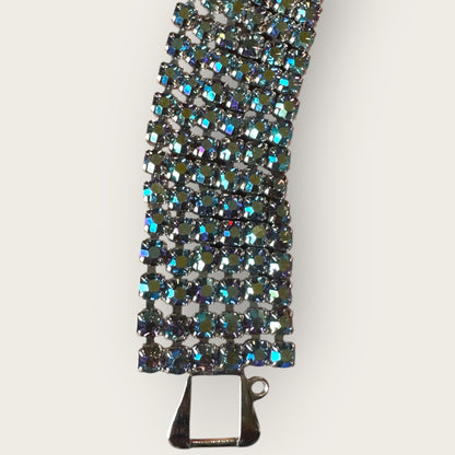 Vintage Mid-Century Slate Blue Aurora Borealis Rhinestone Bracelet