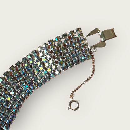 Vintage Mid-Century Slate Blue Aurora Borealis Rhinestone Bracelet