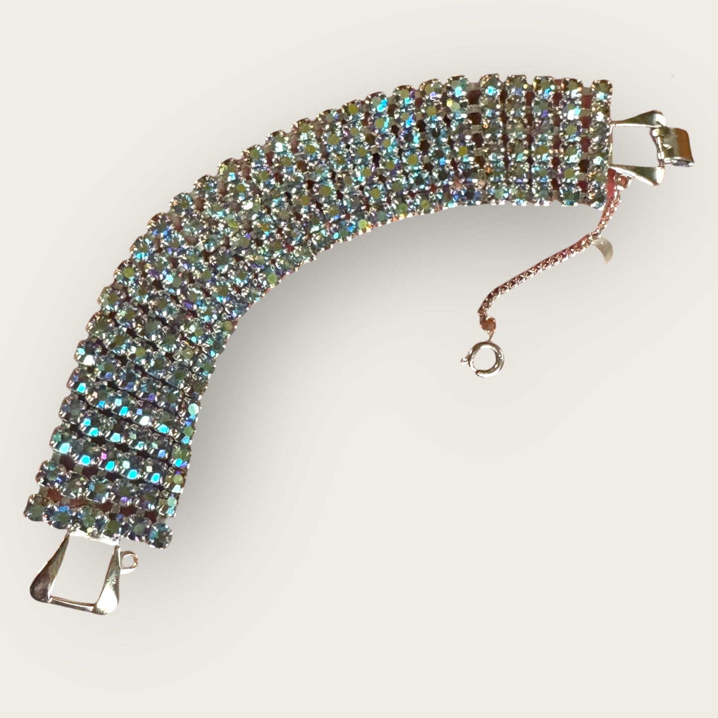 Vintage Mid-Century Slate Blue Aurora Borealis Rhinestone Bracelet