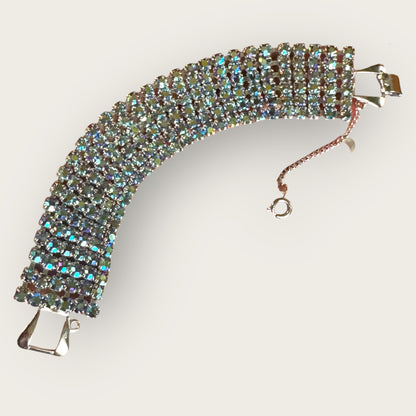 Vintage Mid-Century Slate Blue Aurora Borealis Rhinestone Bracelet