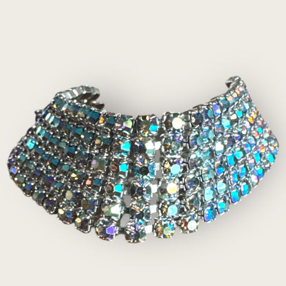 Vintage Mid-Century Slate Blue Aurora Borealis Rhinestone Bracelet
