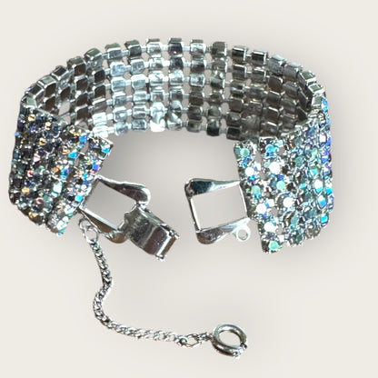 Vintage Mid-Century Slate Blue Aurora Borealis Rhinestone Bracelet