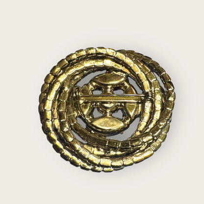 Vintage Layered Spiral Clear Rhinestone Statement Brooch