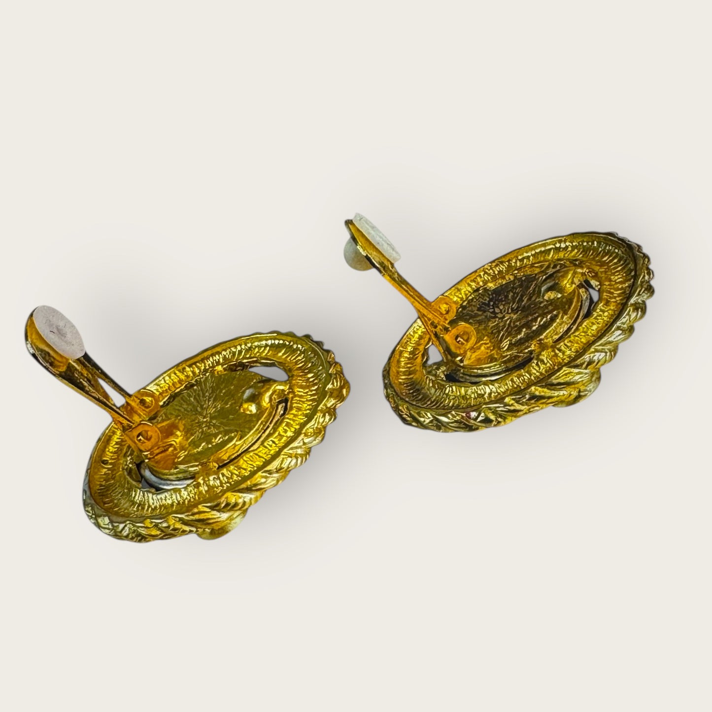 Vintage Park Lane Blue Lucite Clip-On Earrings – Braided Gold-Tone Statement | 1980s