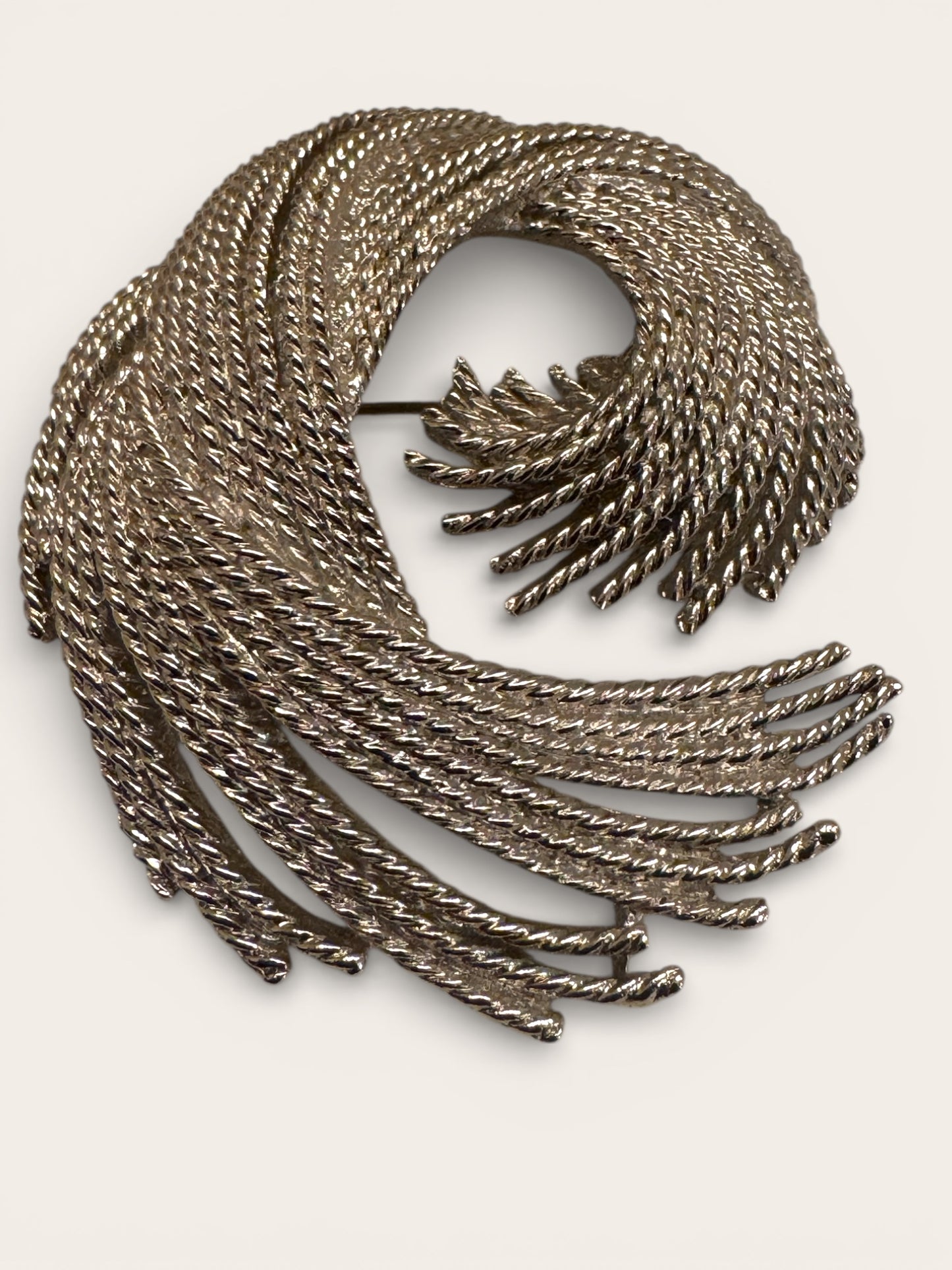 Vintage Monet Sculptural Swirl Brooch – Silver Tone Statement Pin