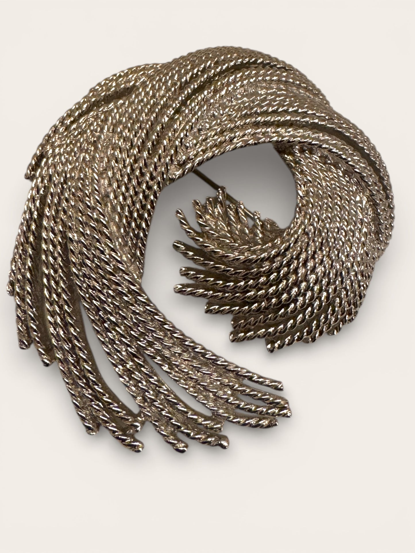 Vintage Monet Sculptural Swirl Brooch – Silver Tone Statement Pin