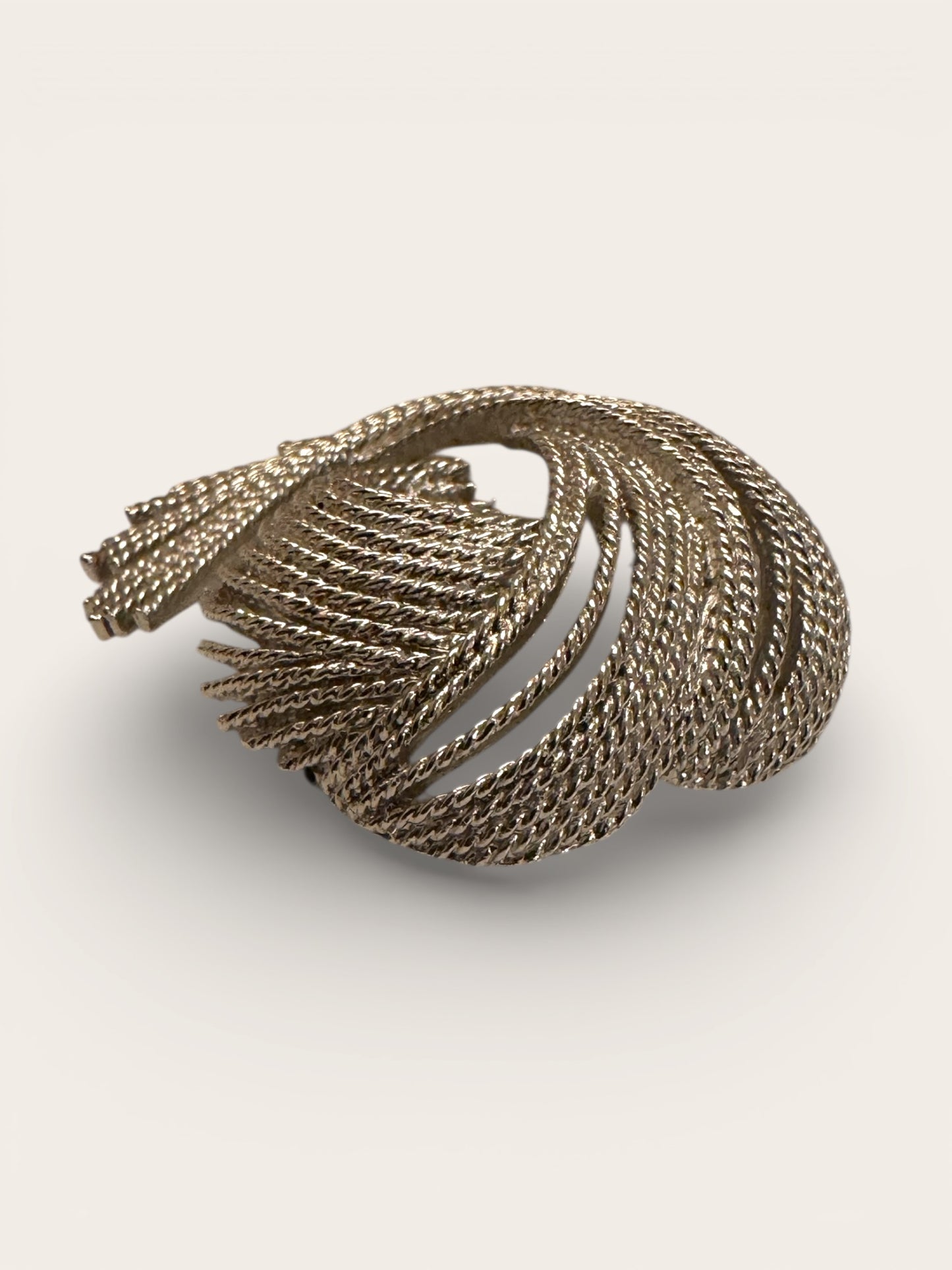 Vintage Monet Sculptural Swirl Brooch – Silver Tone Statement Pin