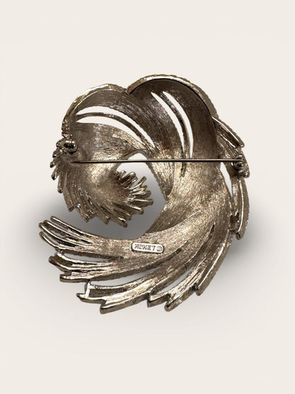 Vintage Monet Sculptural Swirl Brooch – Silver Tone Statement Pin