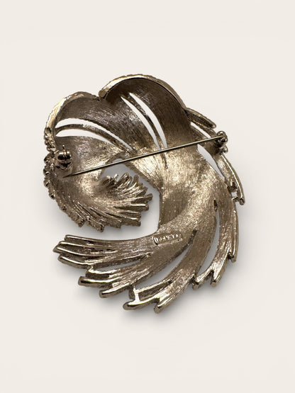 Vintage Monet Sculptural Swirl Brooch – Silver Tone Statement Pin