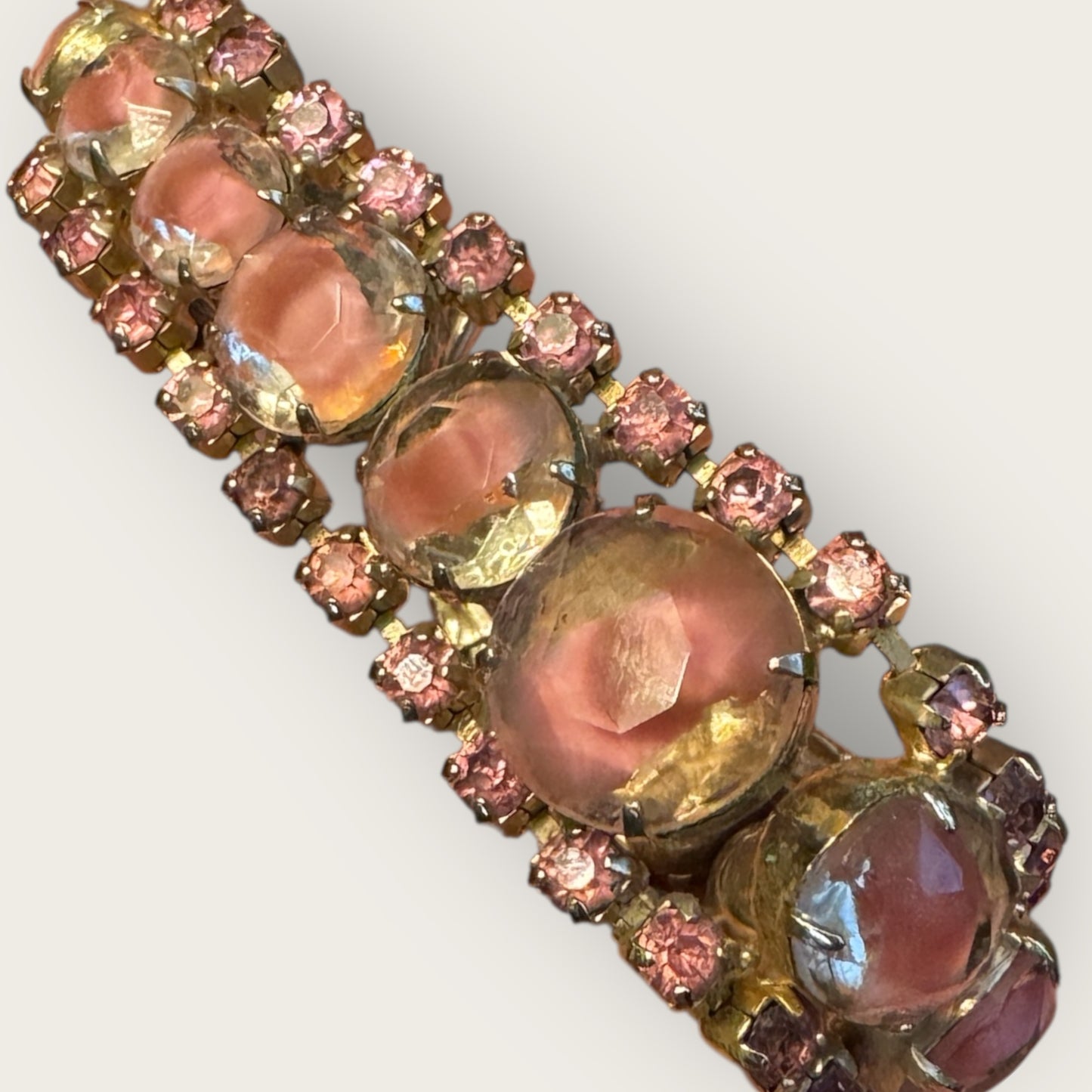 Vintage Pink Givre Rhinestone Bracelet & Earring Set