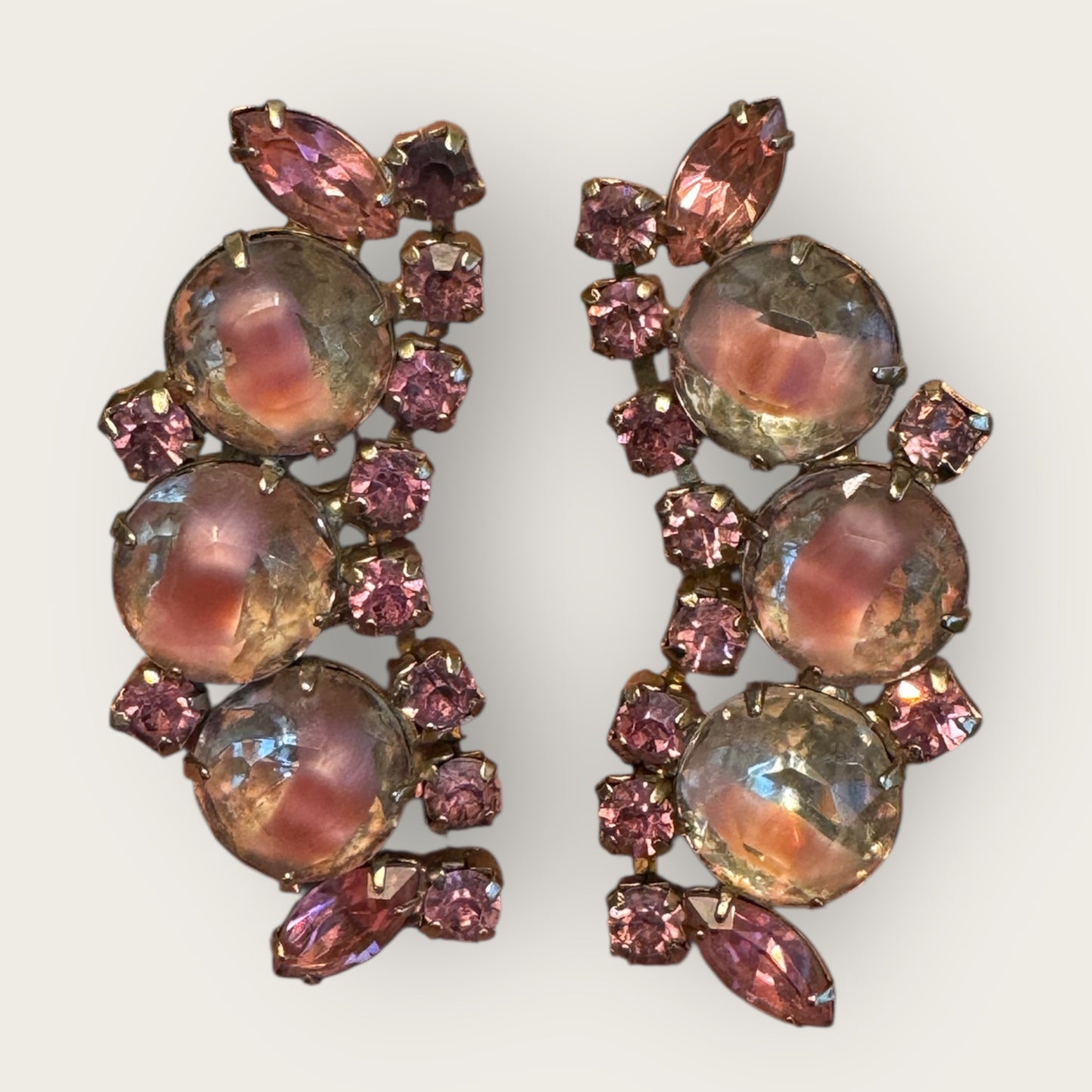 Vintage Pink Givre Rhinestone Bracelet & Earring Set