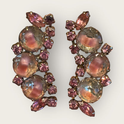 Vintage Pink Givre Rhinestone Bracelet & Earring Set