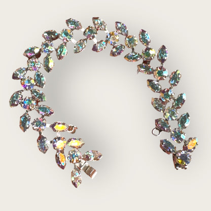 Vintage B. David Aurora Borealis Rhinestone Bracelet – Crystal AB Sparkle, Signed Designer Piece