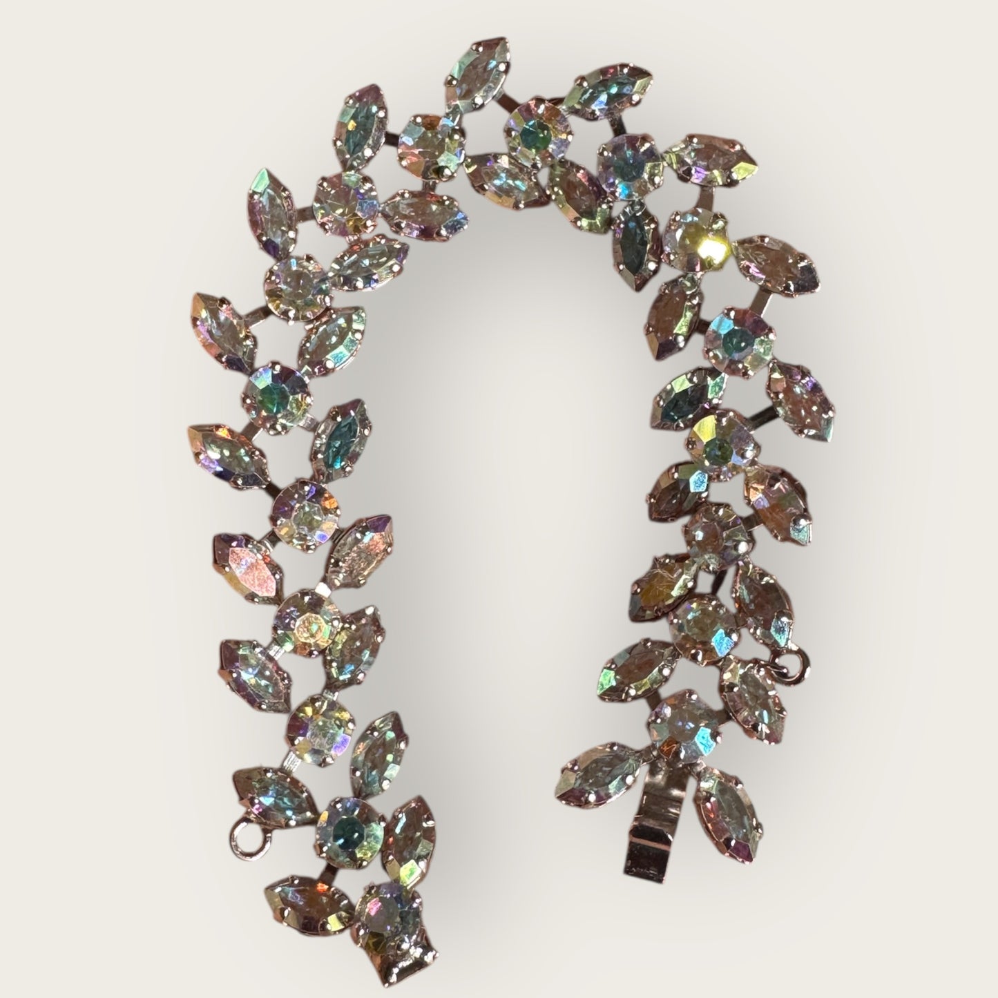 Vintage B. David Aurora Borealis Rhinestone Bracelet – Crystal AB Sparkle, Signed Designer Piece