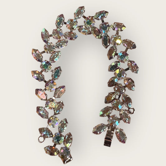 Vintage B. David Aurora Borealis Rhinestone Bracelet – Crystal AB Sparkle, Signed Designer Piece