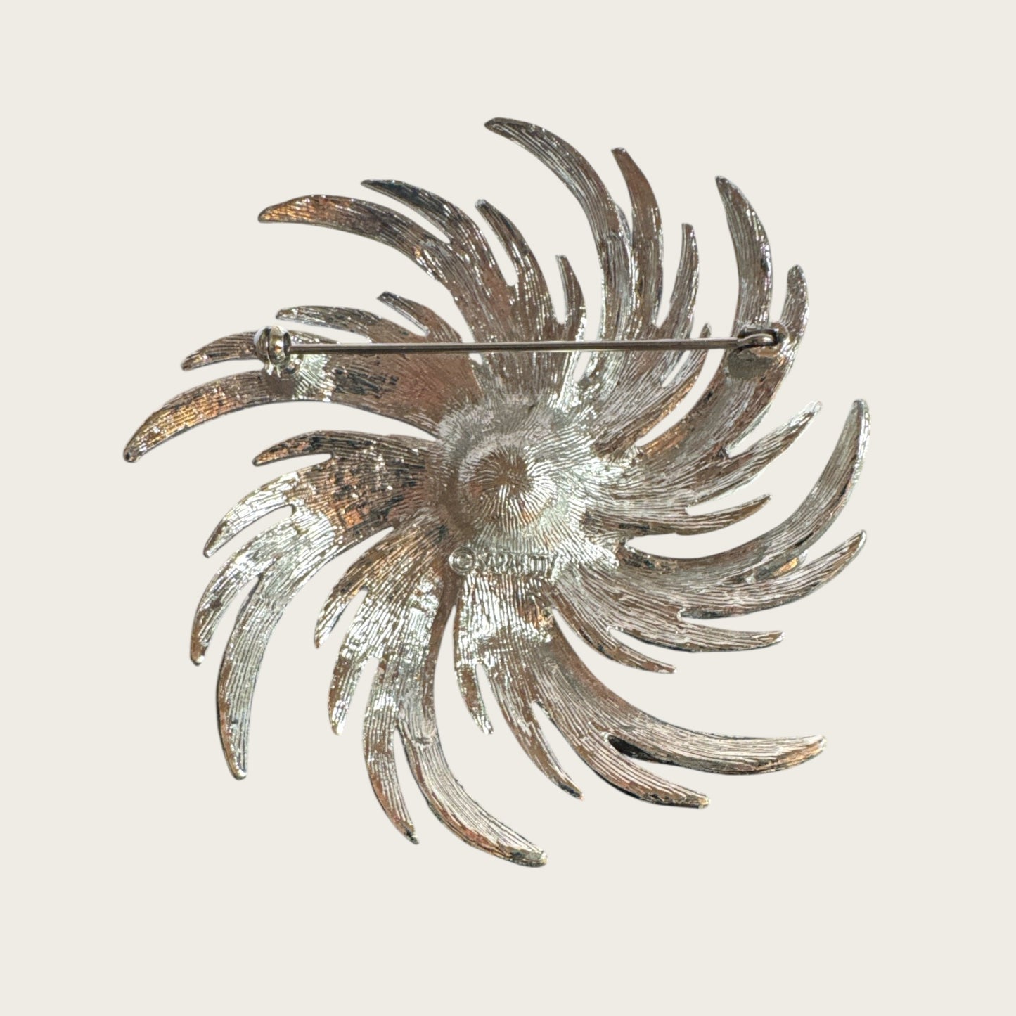Vintage SARAH Coventry Spiral Pearl Statement Brooch – Silver Tone Elegance