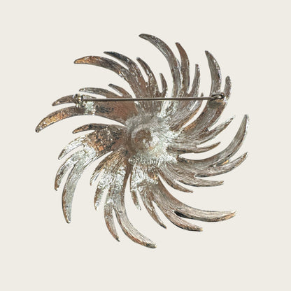 Vintage SARAH Coventry Spiral Pearl Statement Brooch – Silver Tone Elegance