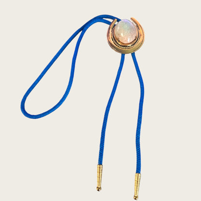 Vintage Western Bolo Tie with Natural Stone Cabochon in Horseshoe Setting