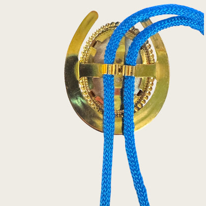 Vintage Western Bolo Tie with Natural Stone Cabochon in Horseshoe Setting