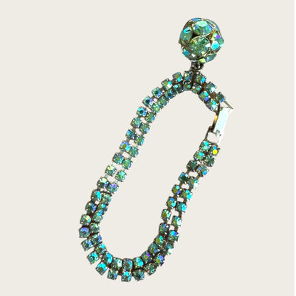 Vintage Signed Kramer Aurora Borealis Rhinestone Bracelet with Dangle Charm