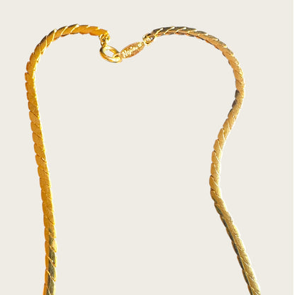 Napier Champagne Peach Enamel Leaf Necklace | Mid-Century Gold Tone Statement