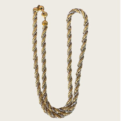 Vintage Monet Two-Tone Rope Necklace | Heavy Gold & Silver Twist