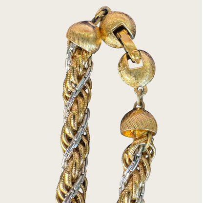 Vintage Monet Two-Tone Rope Necklace | Heavy Gold & Silver Twist