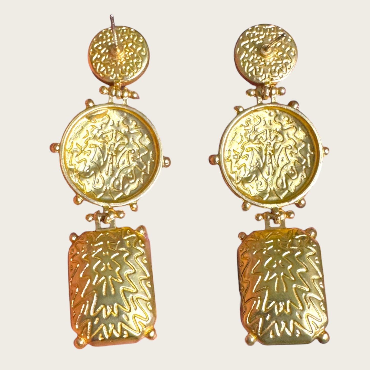Dominique Aurientis Style French Gripoix Lapis & Roman Coin Dangle Earrings