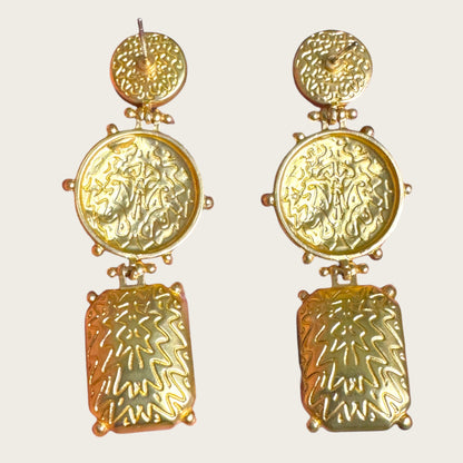 Dominique Aurientis Style French Gripoix Lapis & Roman Coin Dangle Earrings