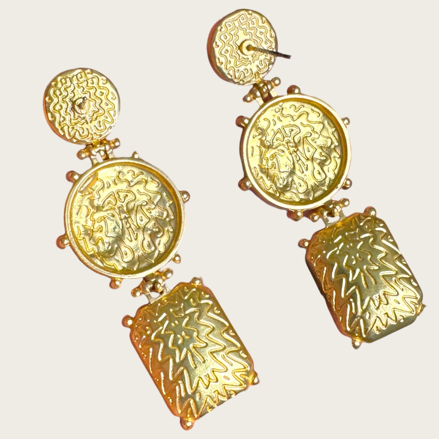 Dominique Aurientis Style French Gripoix Lapis & Roman Coin Dangle Earrings