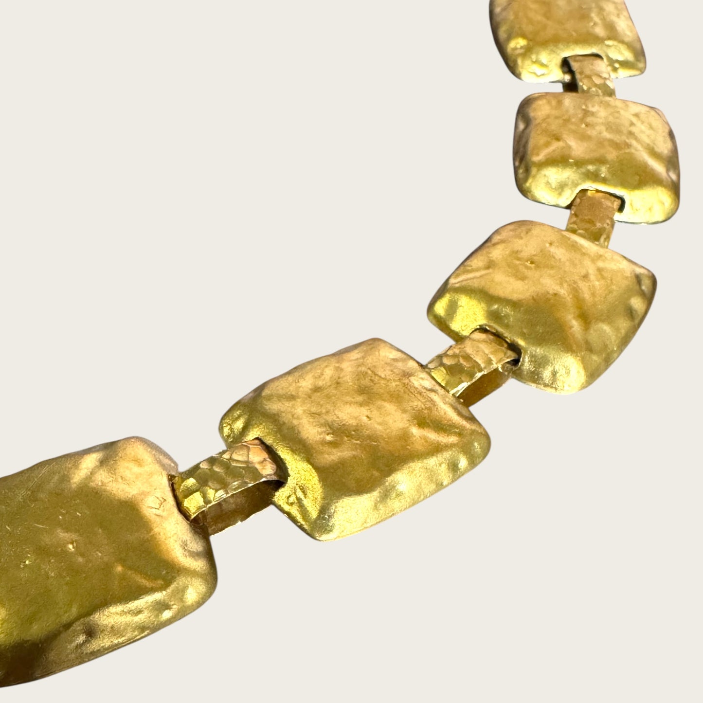 Vintage 1980s Les Bernard Hammered Gold Panel Necklace