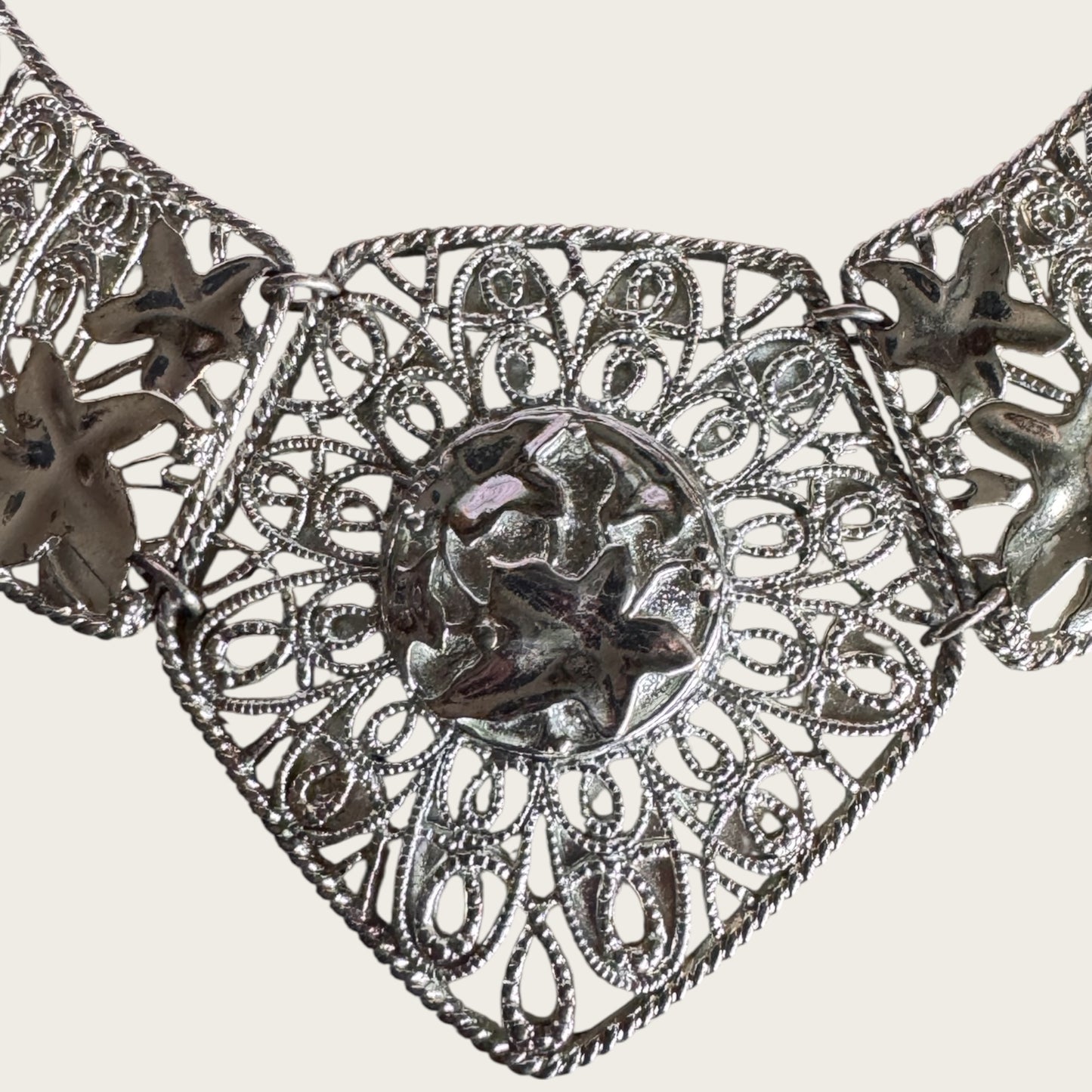Vintage C. Barreira for Avon Filigree Bib Necklace & Earring Set