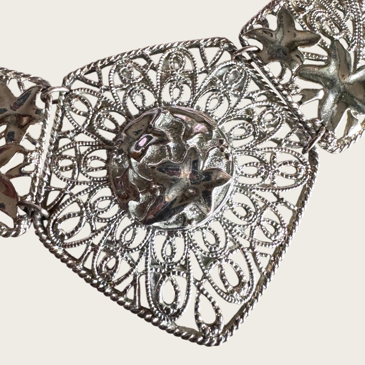 Vintage C. Barreira for Avon Filigree Bib Necklace & Earring Set