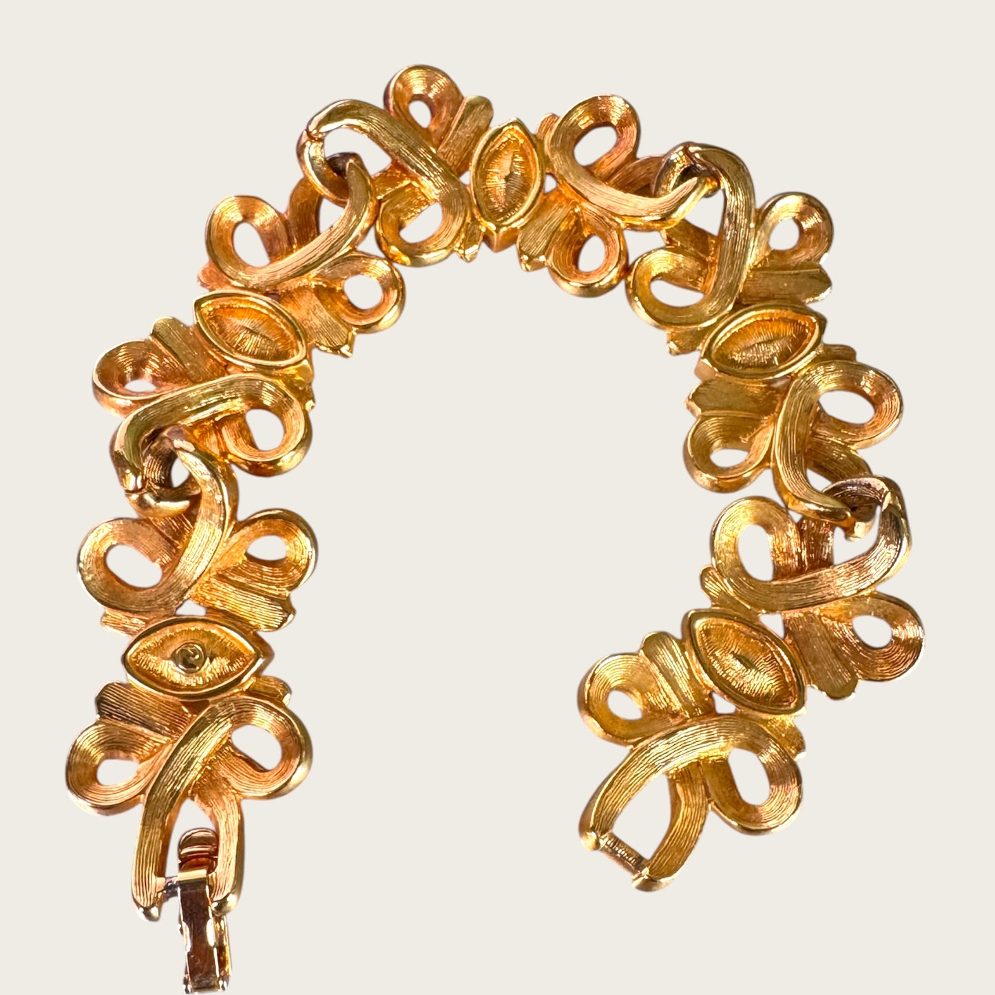 Swarovski Swan Signed Multicolor Navette Scroll Parure, 1990s Gold Tone Choker & Bracelet Set