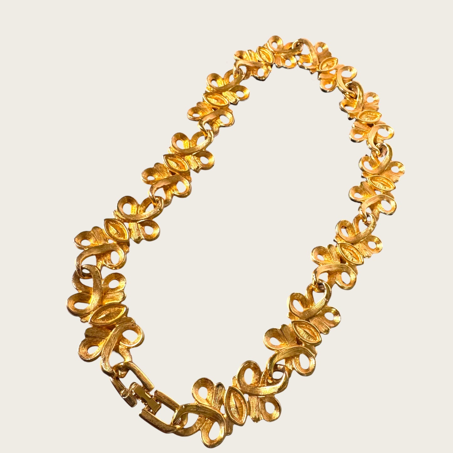 Swarovski Swan Signed Multicolor Navette Scroll Parure, 1990s Gold Tone Choker & Bracelet Set