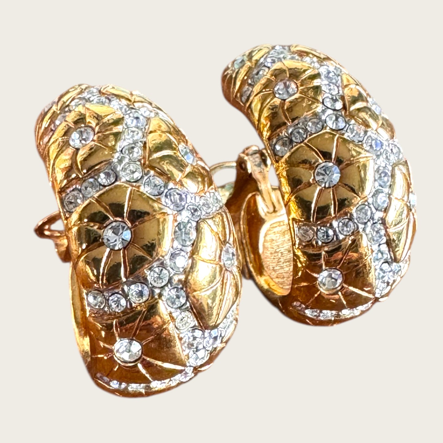 Swarovski Pavé Lattice Starburst Crescent Clip Earrings