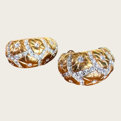 Swarovski Pavé Lattice Starburst Crescent Clip Earrings