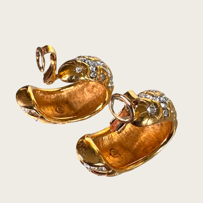 Swarovski Pavé Lattice Starburst Crescent Clip Earrings