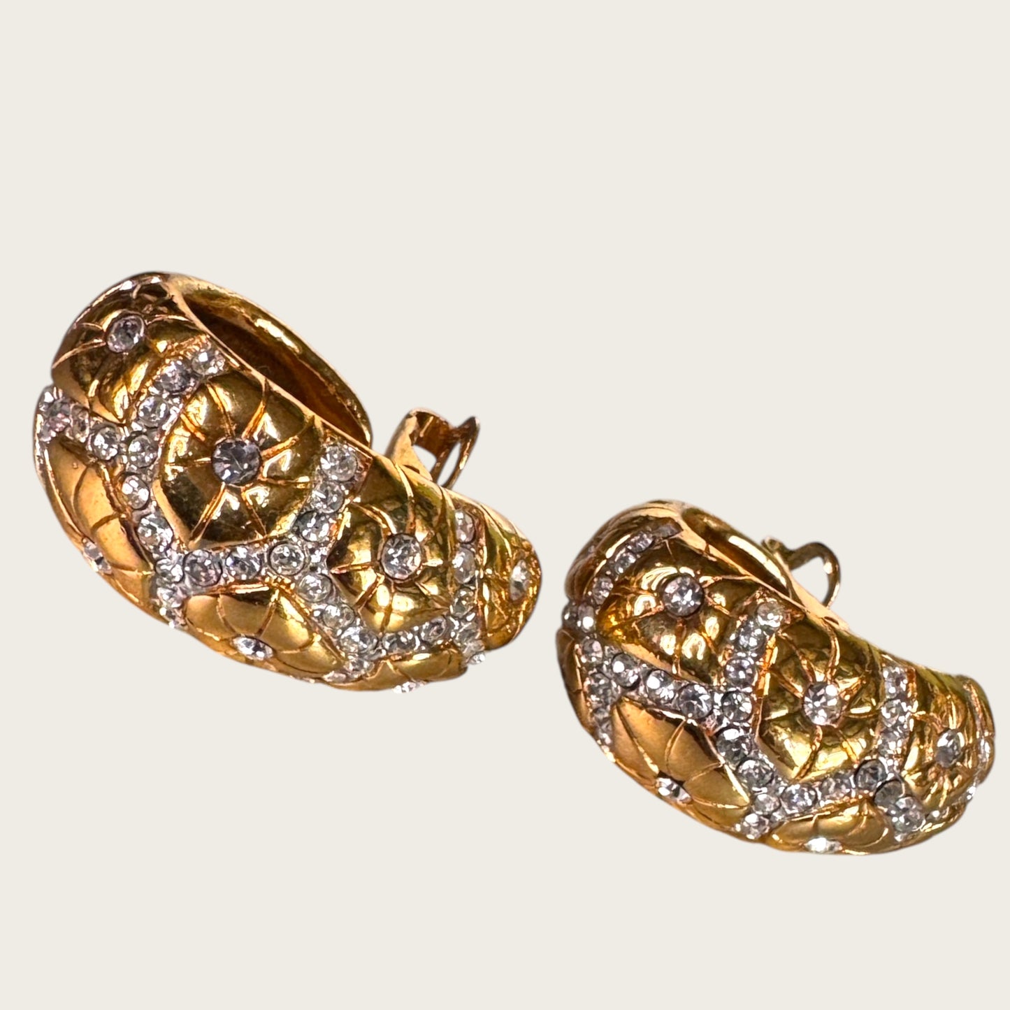 Swarovski Pavé Lattice Starburst Crescent Clip Earrings