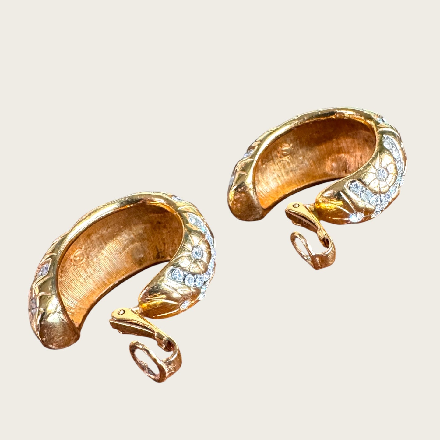 Swarovski Pavé Lattice Starburst Crescent Clip Earrings