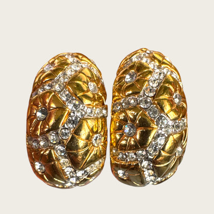 Swarovski Pavé Lattice Starburst Crescent Clip Earrings